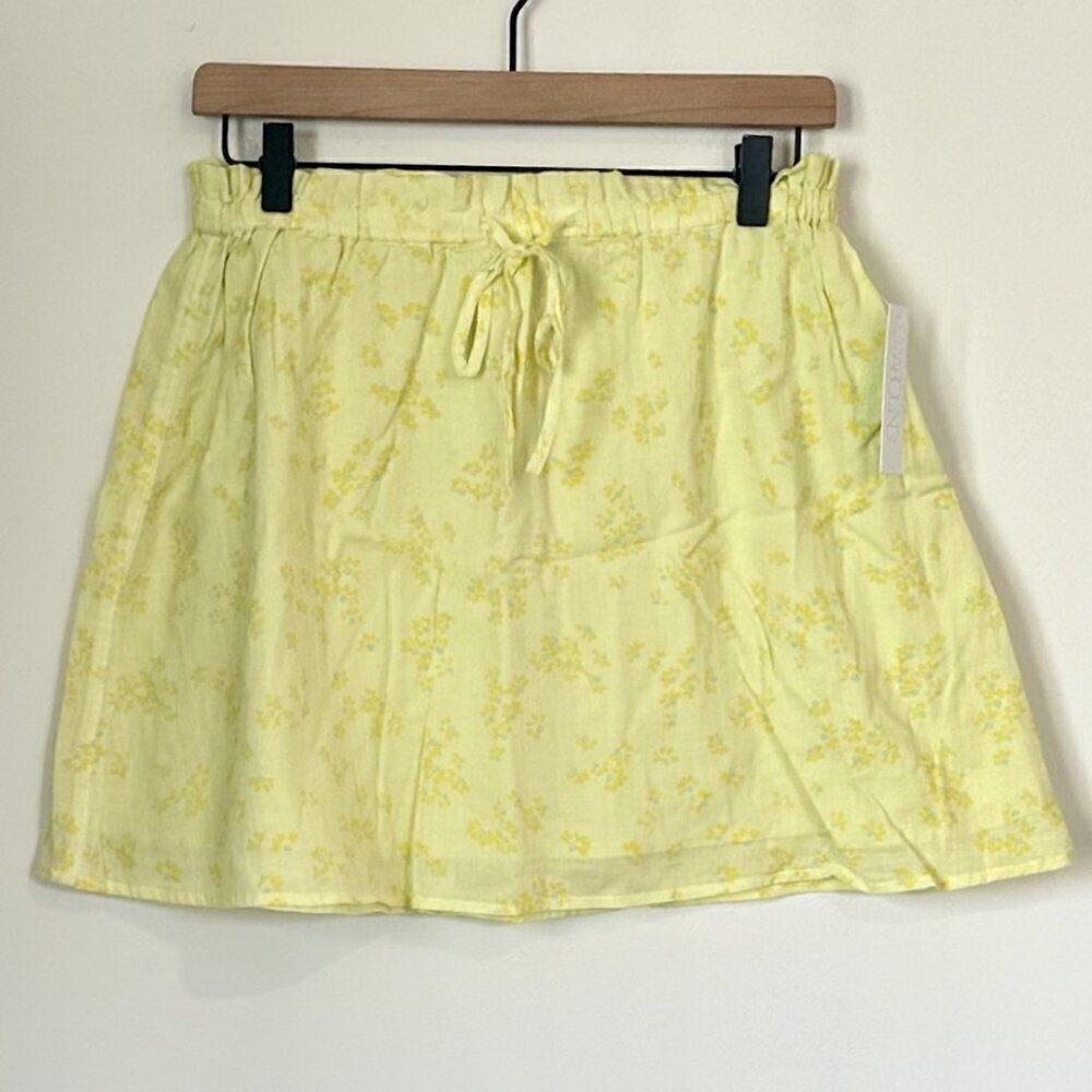 NWT Abound Gauzy Green-Yellow Moxie Floral Drawstring Skirt - S - Picture 2 of 6